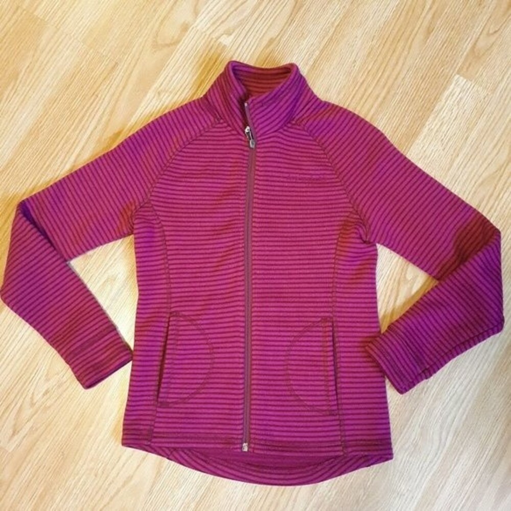 Girls Avalanche Striped Long Sleeve Fleece Jacket size Medium (10/12) Pink E13